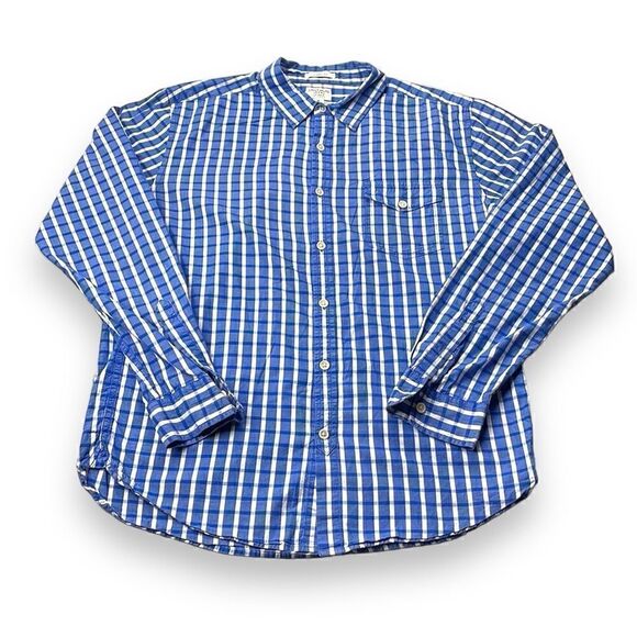 Lucky Brand Shirt Mens Medium M Blue Gingham Classic Long Sleeve Button Down - Picture 2 of 10